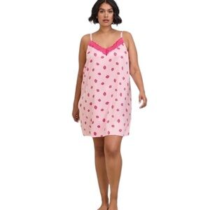 Torrid Pink Dream Satin Lace Trim Sleep Cami Gown